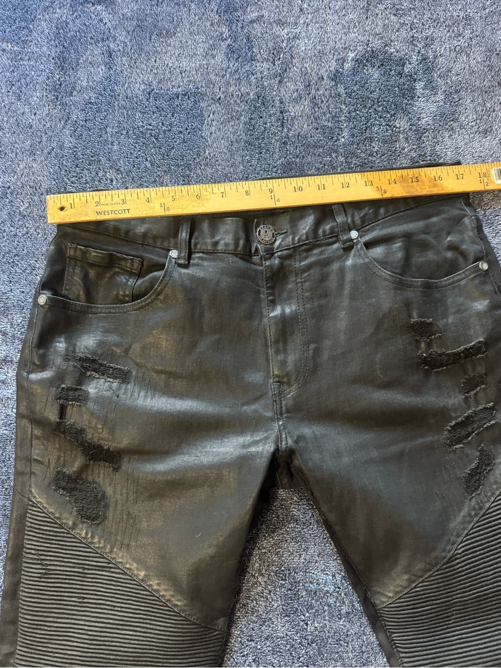 Reason Black Patchwork Graphic Slim Straight Jeans with Blue & Purple Accents - Picture 10 of 16